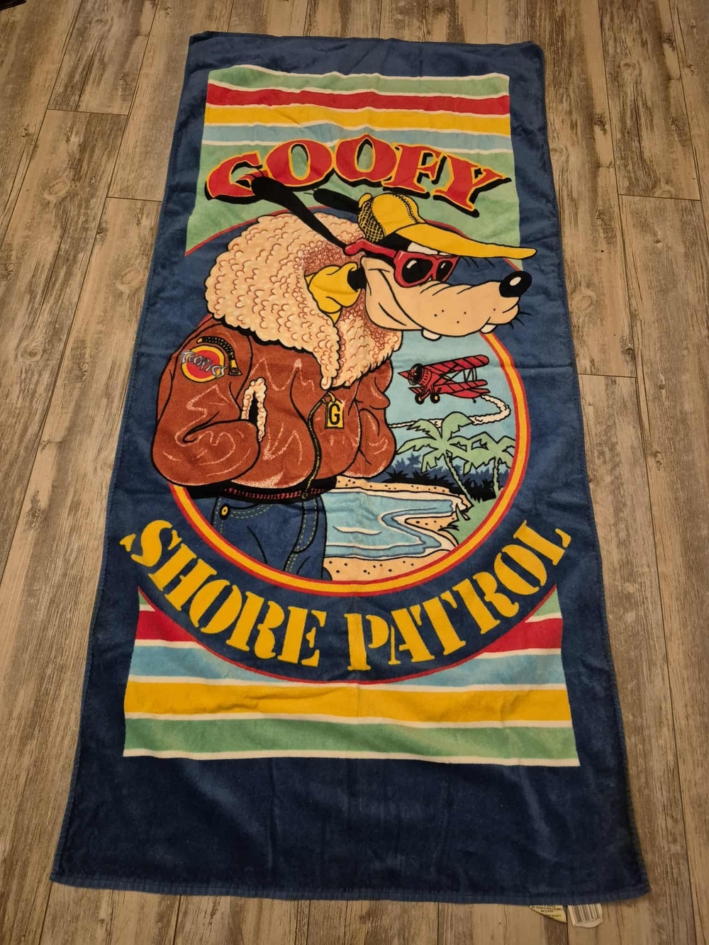 Disney Goofy Shore Patrol Beach Towel - Blue, Yellow, Red, Green